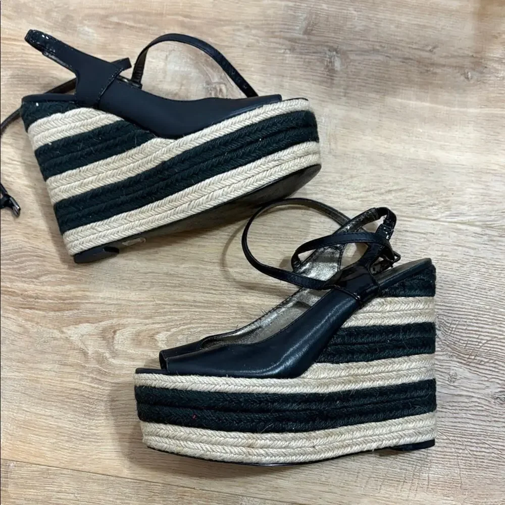 Pelle Moda wedge espadrilles platform peep toe heels